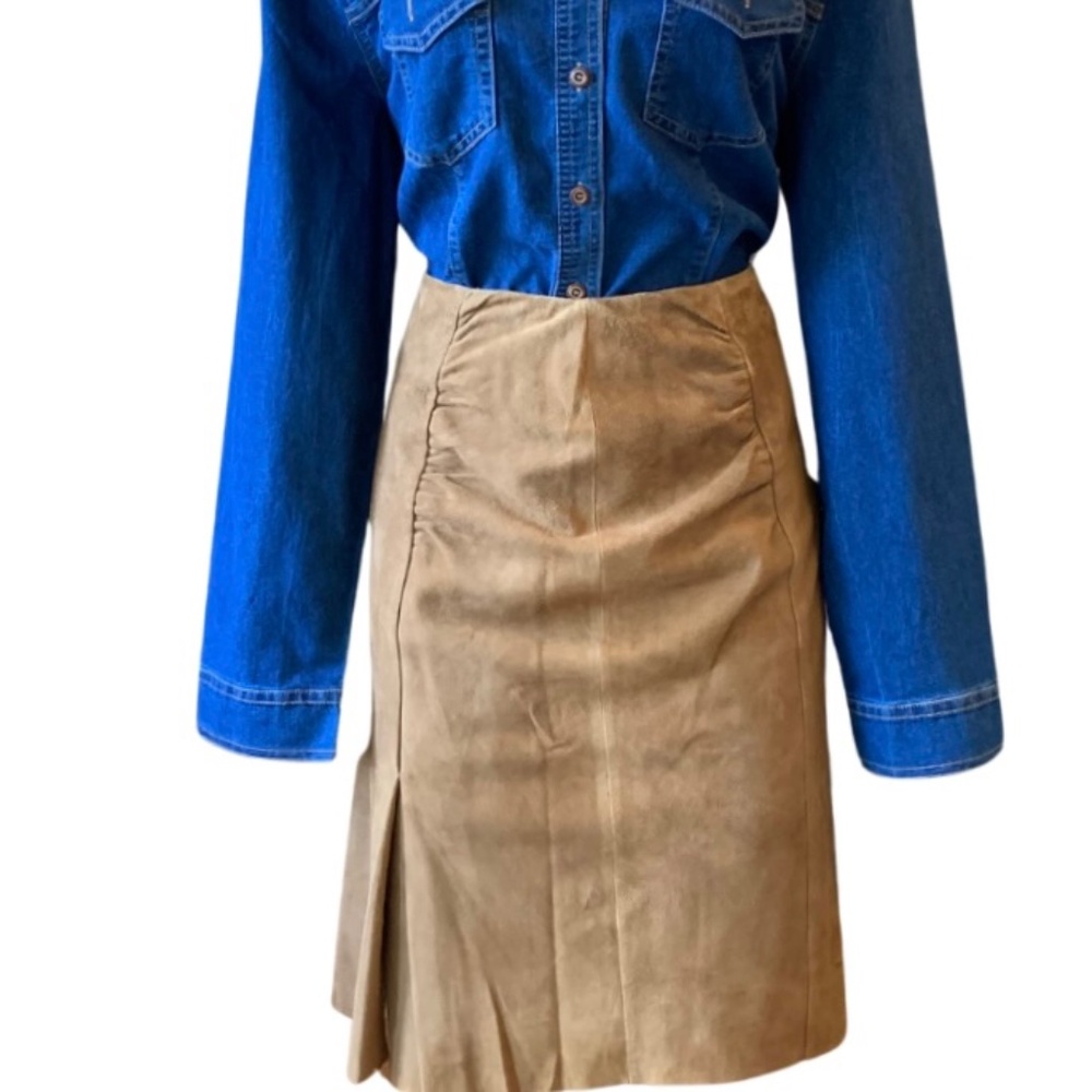 Anne Klein Distressed Ultra Suede Skirt